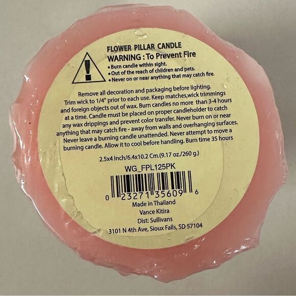 Sullivans Pink Tall Floral Pillar Candle - Picture 3 of 3